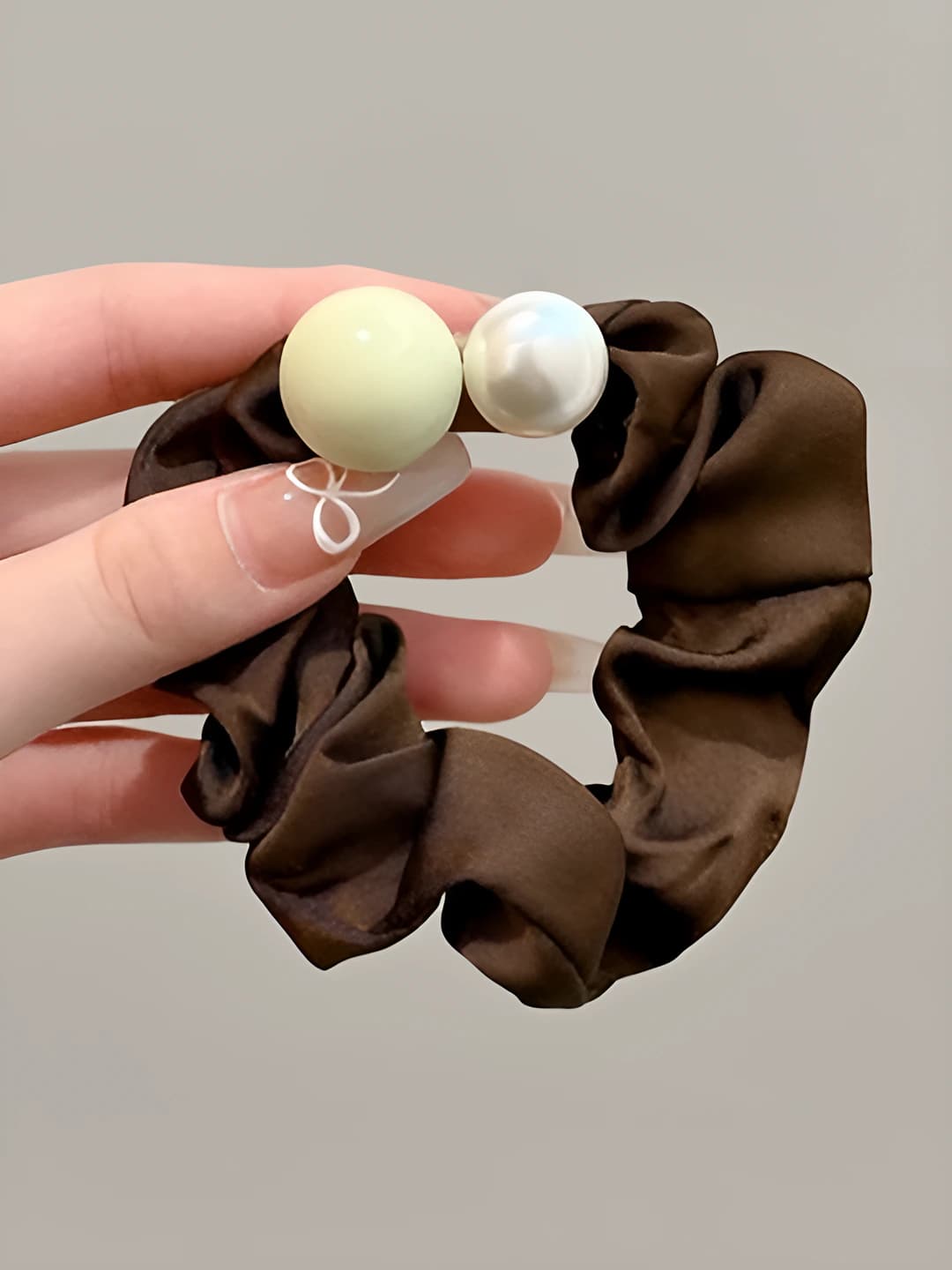 1# Dark coffee large hair tie 8 cm