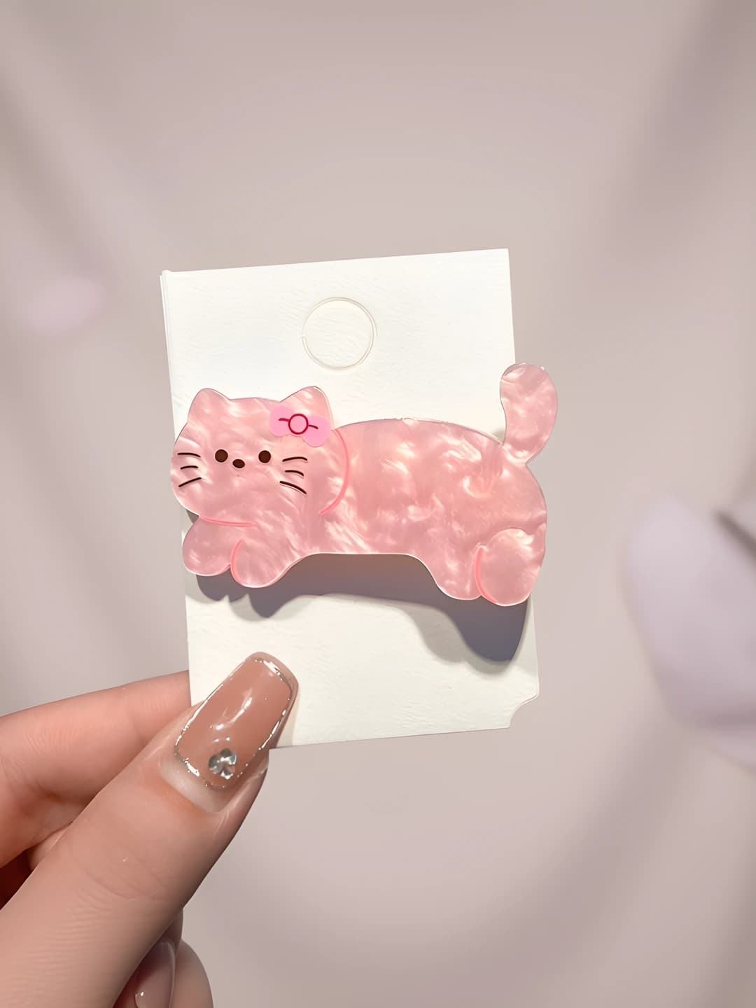 2# Pink cat hair clip 5.5cm