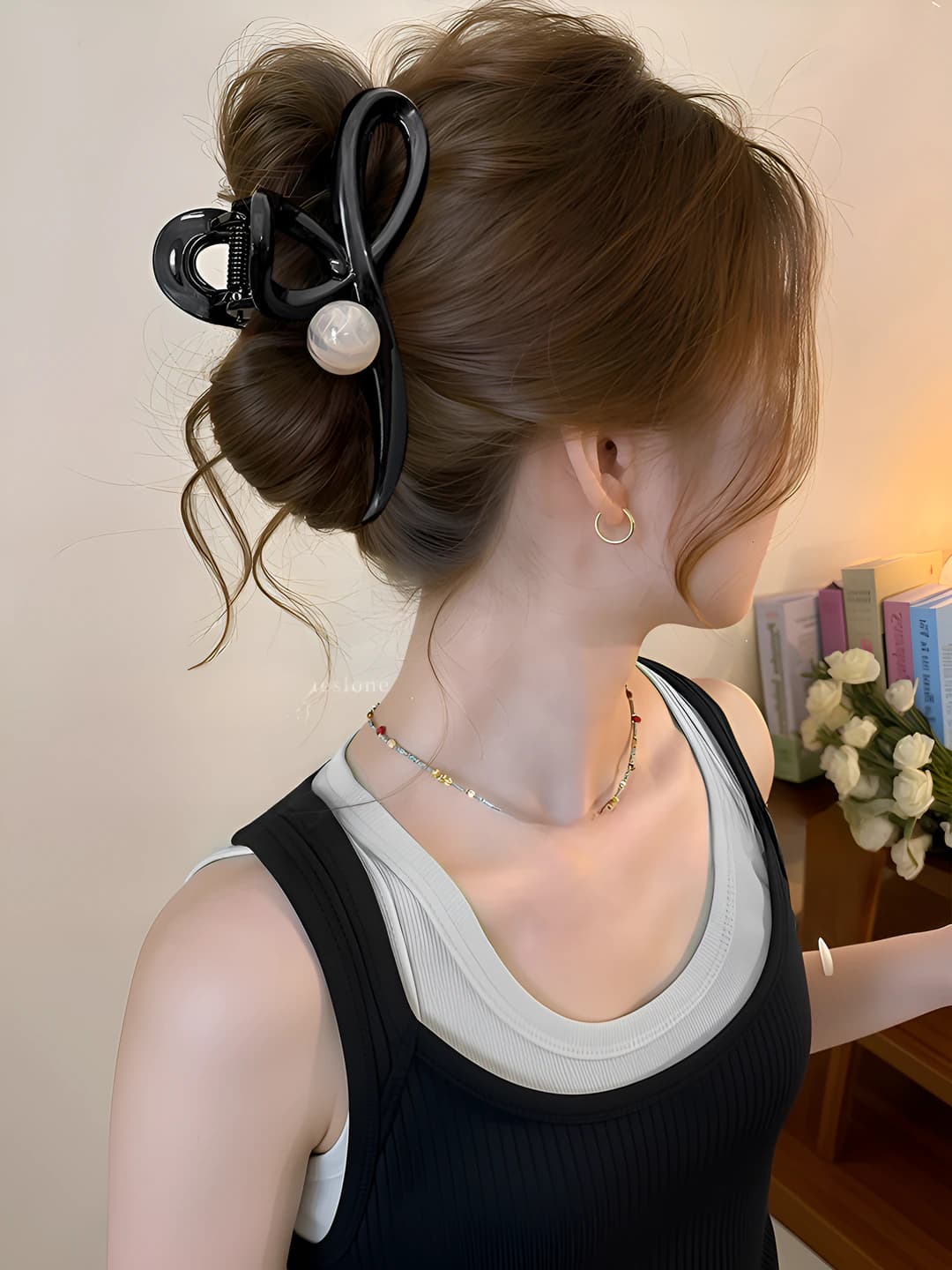 Glossy black clip, 13 cm