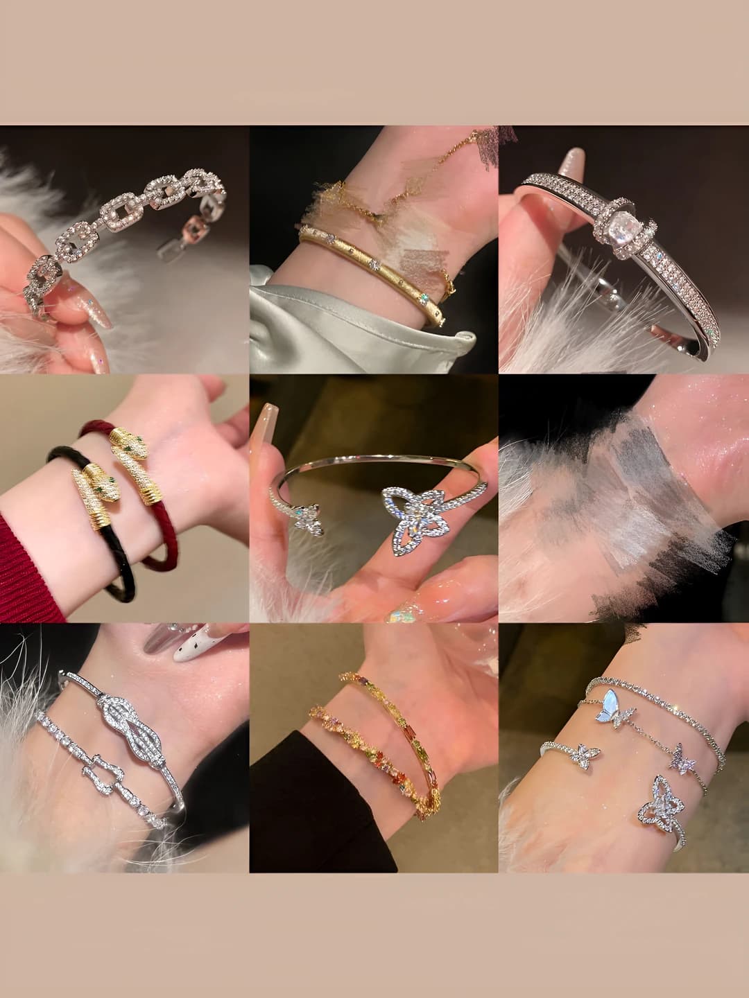 Women's bracelet with zircon and openwork design