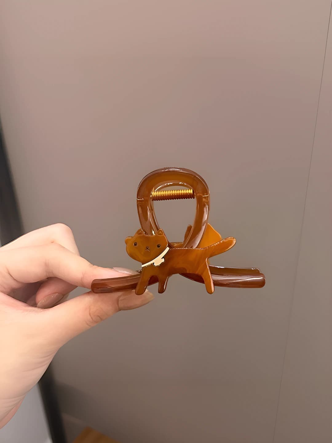 Kitten hair clip coffee-8 cm