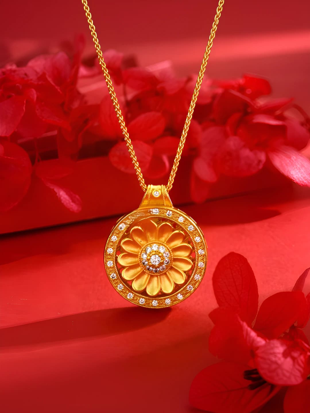 Sunflower compass necklace