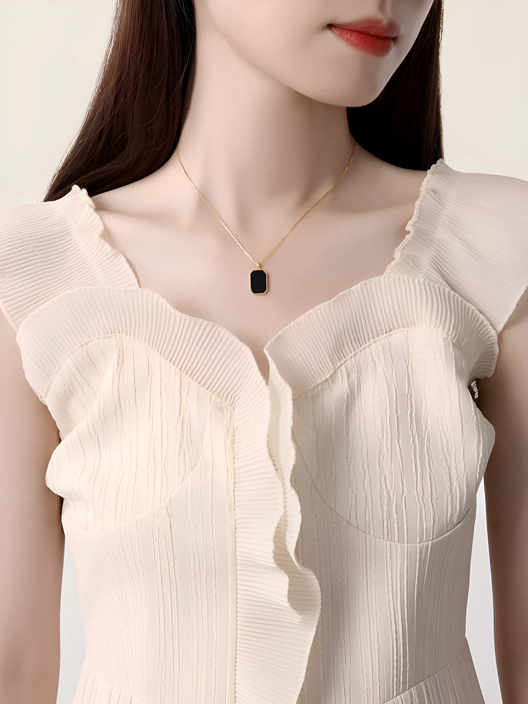 Women's square pendant chain, Korean style, retro, autumn-winter, for sweater