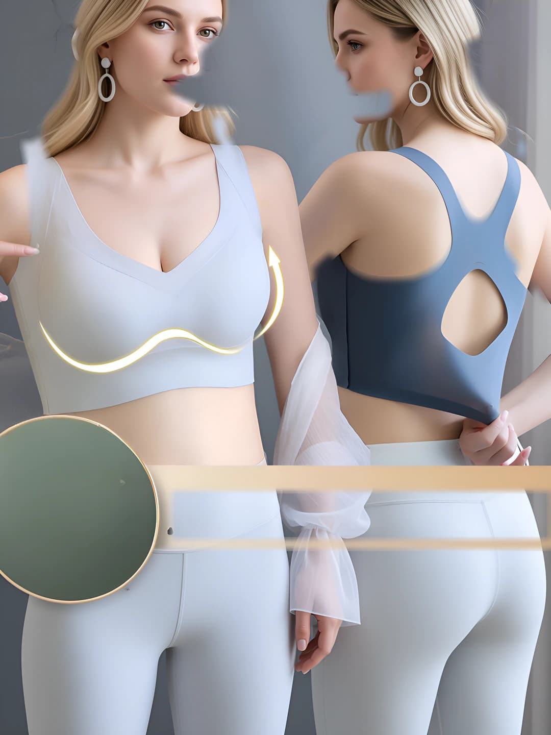 Women's summer thin breathable seamless cross-back bra with support and anti-sagging features