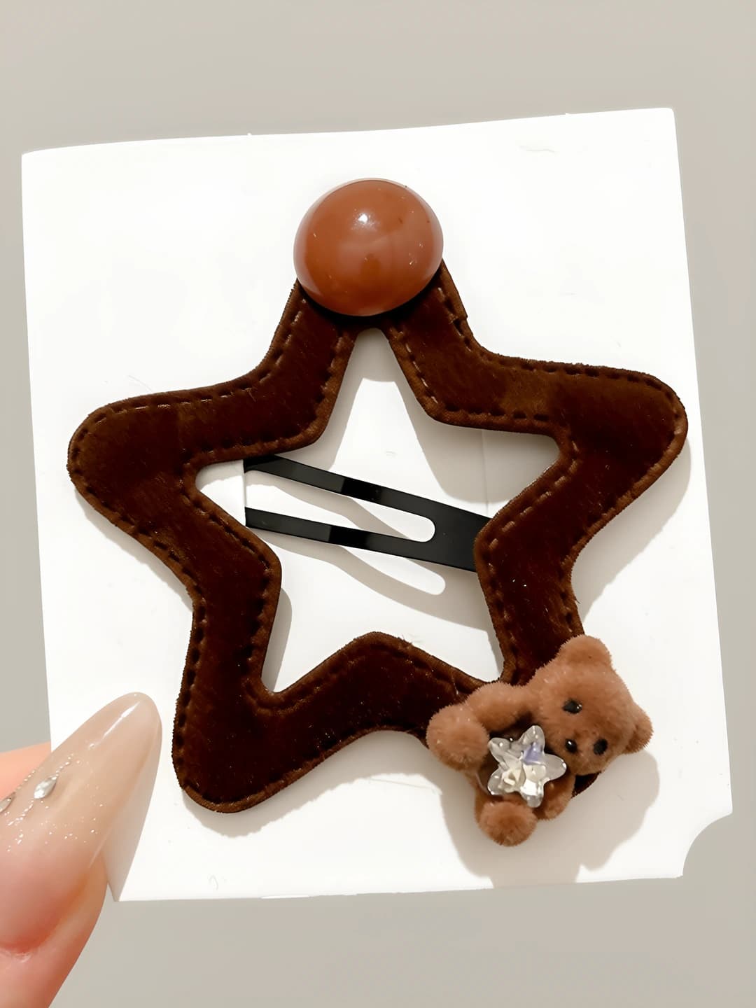 3# Coffee five-point star hair clip 1 pc