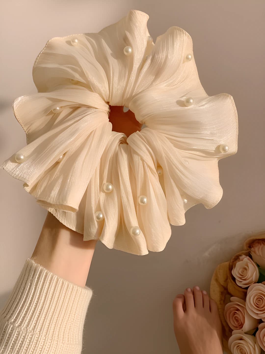 1# White pearl ruffle 20 cm