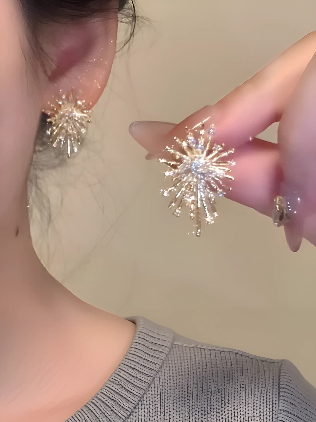 Women's autumn-winter earrings asymmetric geometric with plating