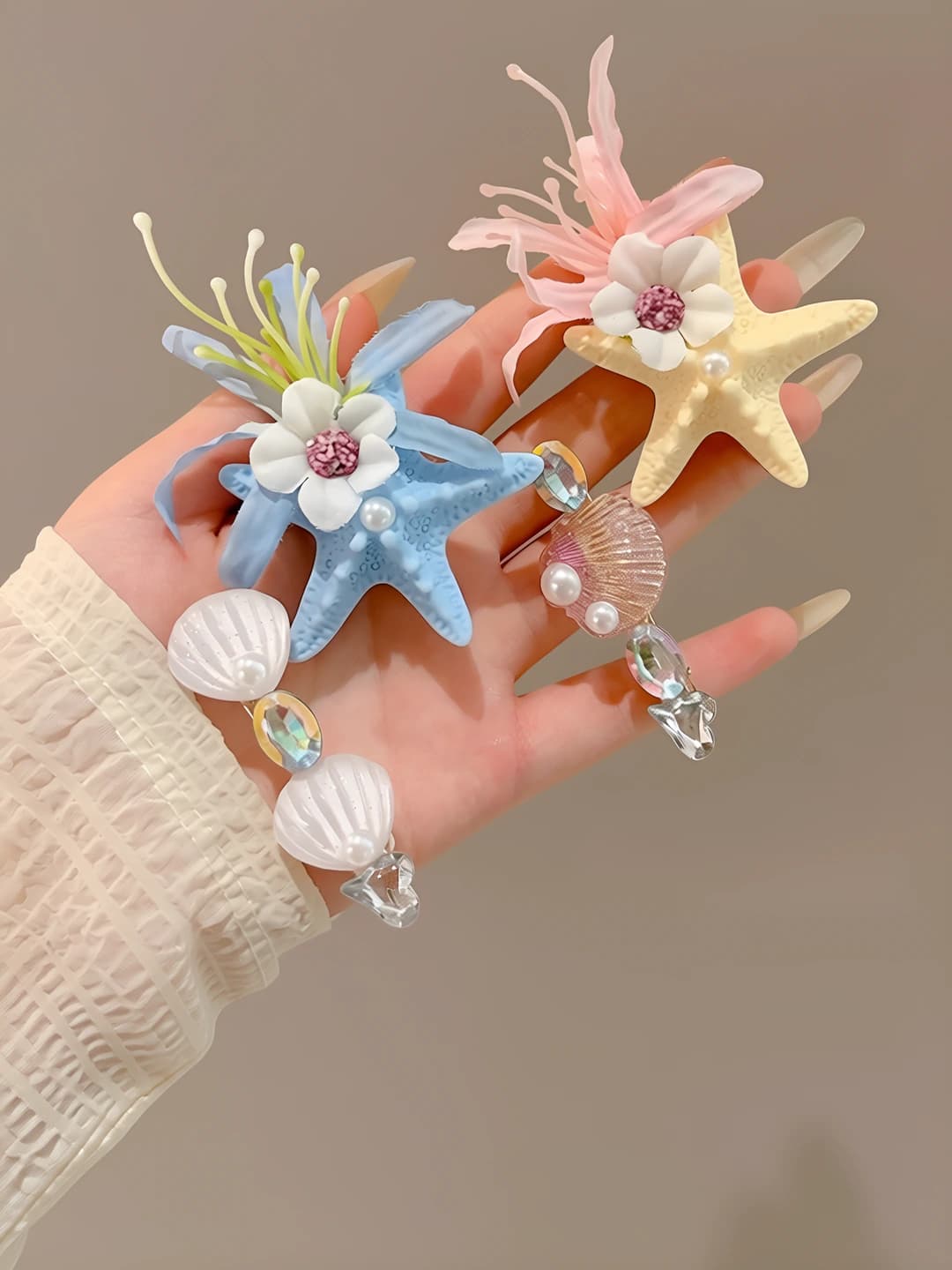25# Starfish and flowers, 4 pcs