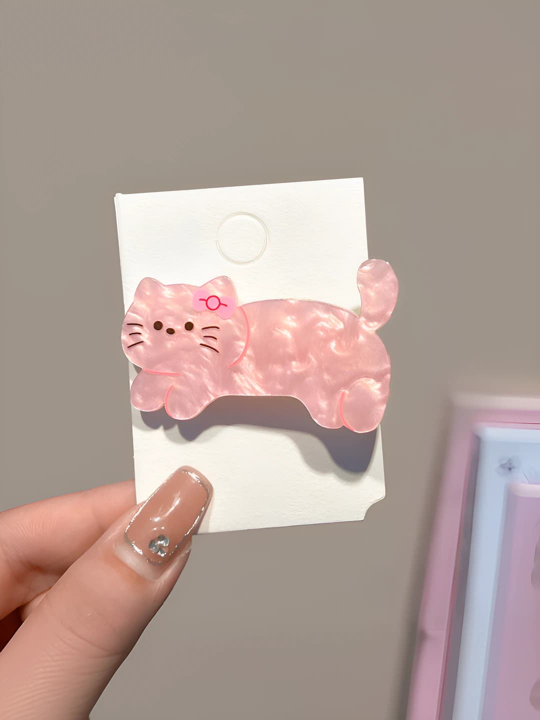 2# Розовый котик зажим 5.5cm