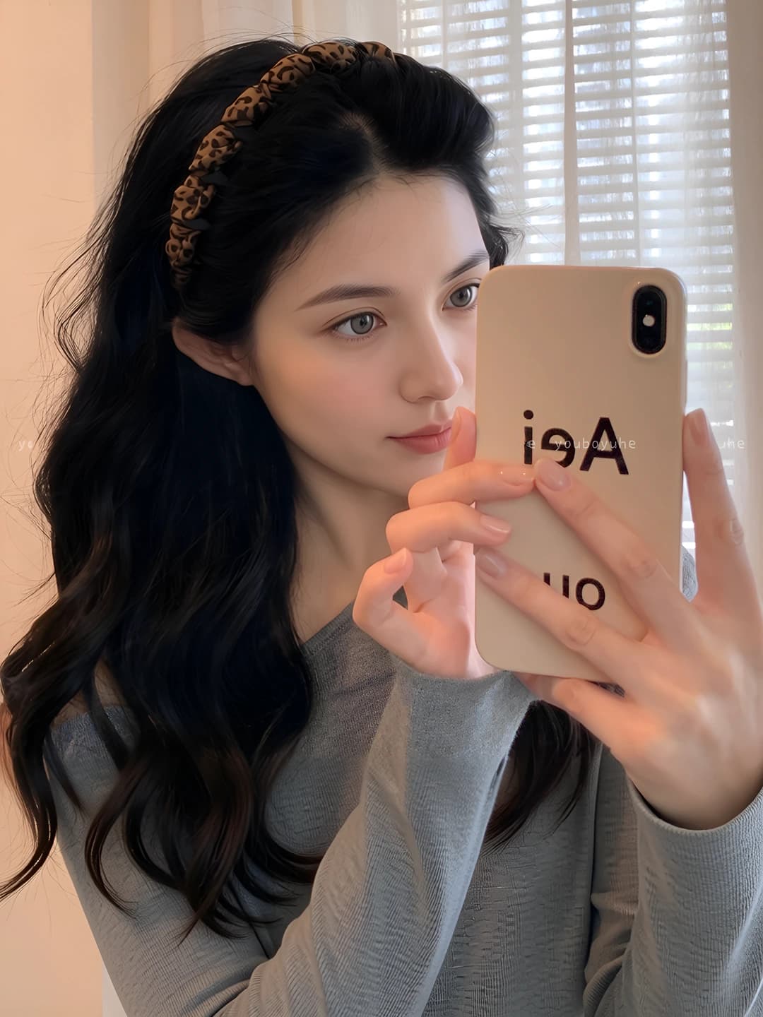 Leopard pattern wrapped toothed headband