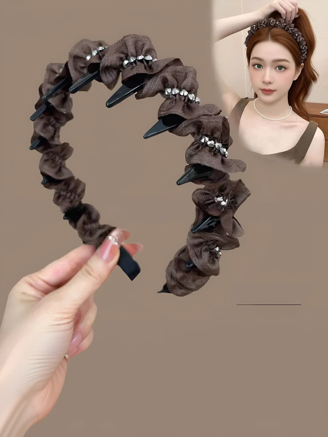 Кофейный, акрил и ткань