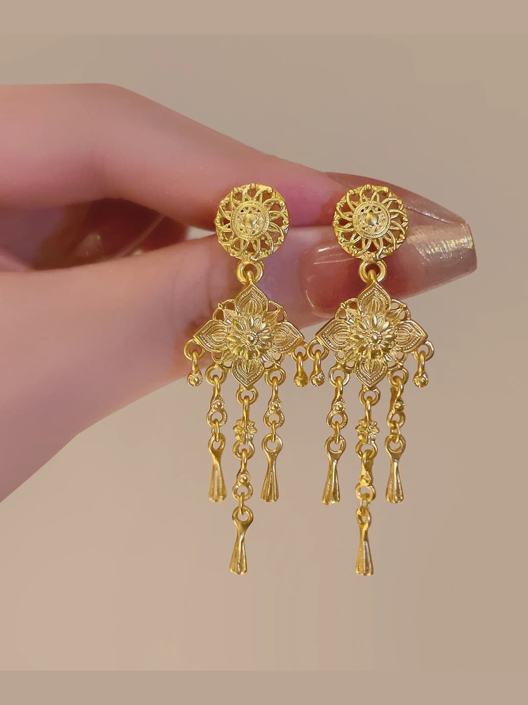 Gold flower earrings