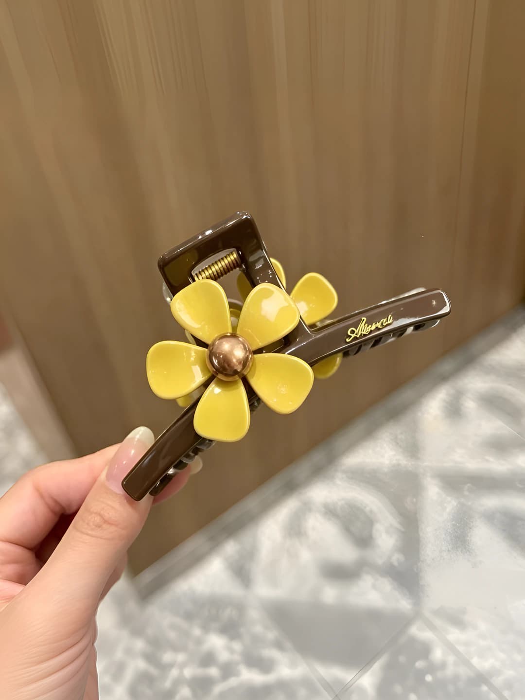 1# Sariq ikki tomonlama katta gullar qisqich, akril-qotishma, 12.5 sm