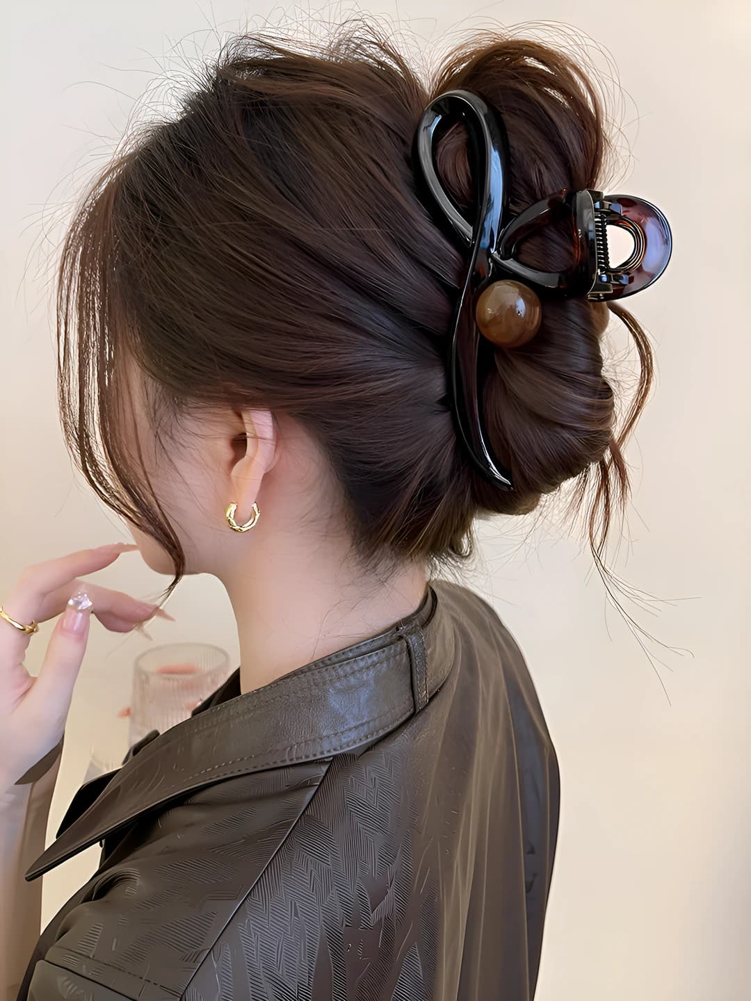 4# [Caramel pearl large clip 13cm