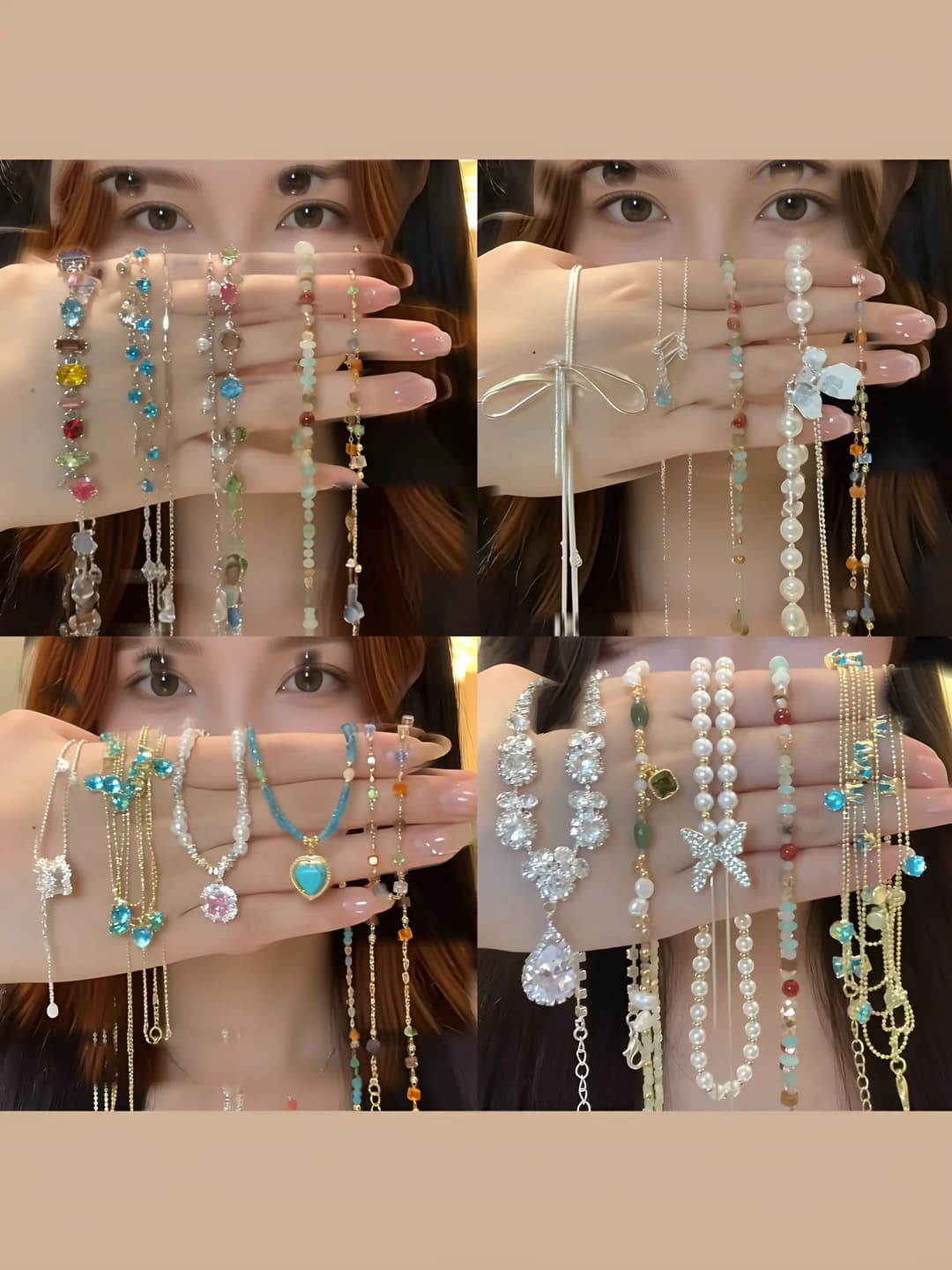 Women's colorful zircon teardrop pendant necklace: summer, sweet, simple and unique style clavicle chain