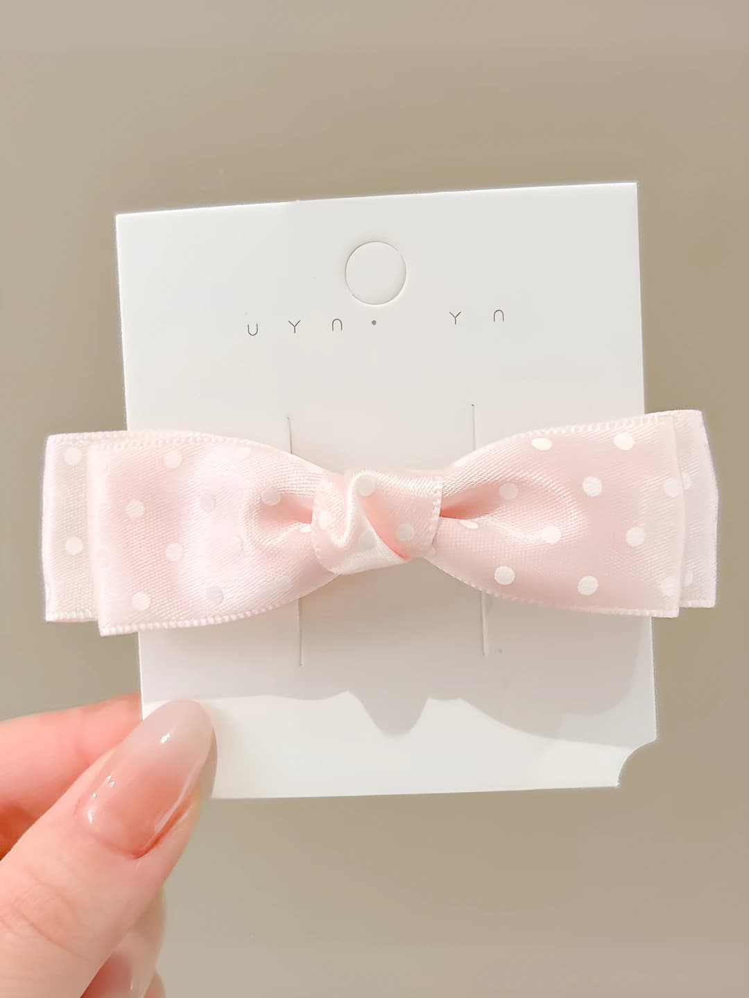 2# Fabric dots bow, ~9.5 cm