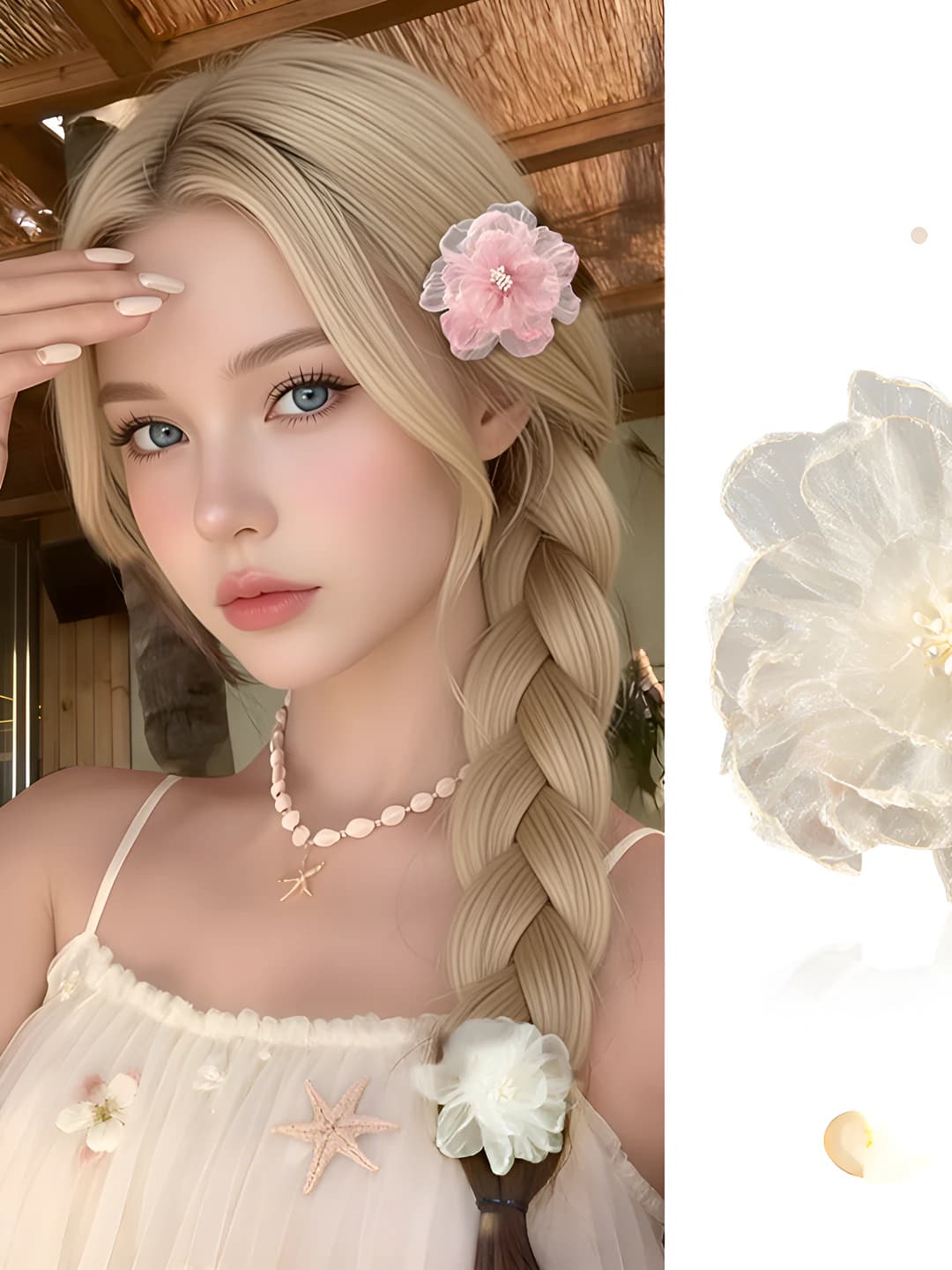 2# Белый цветочный боковой зажим