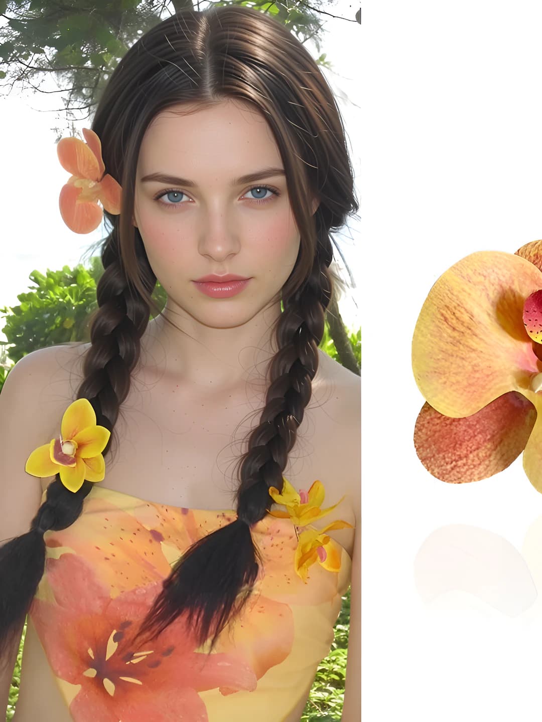 2# Apelsin-sariq 3D phalaenopsis