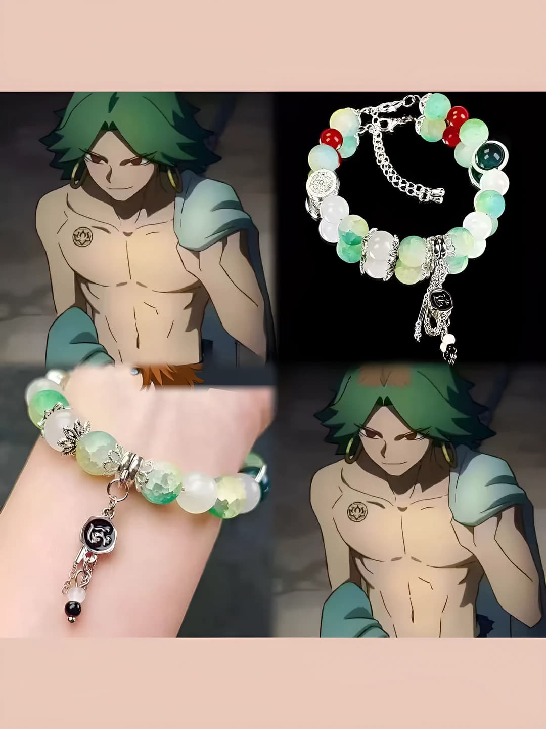 Beaded bracelet made of glass and ruli, handmade, new Chinese style, with cartoon design element, for men and women