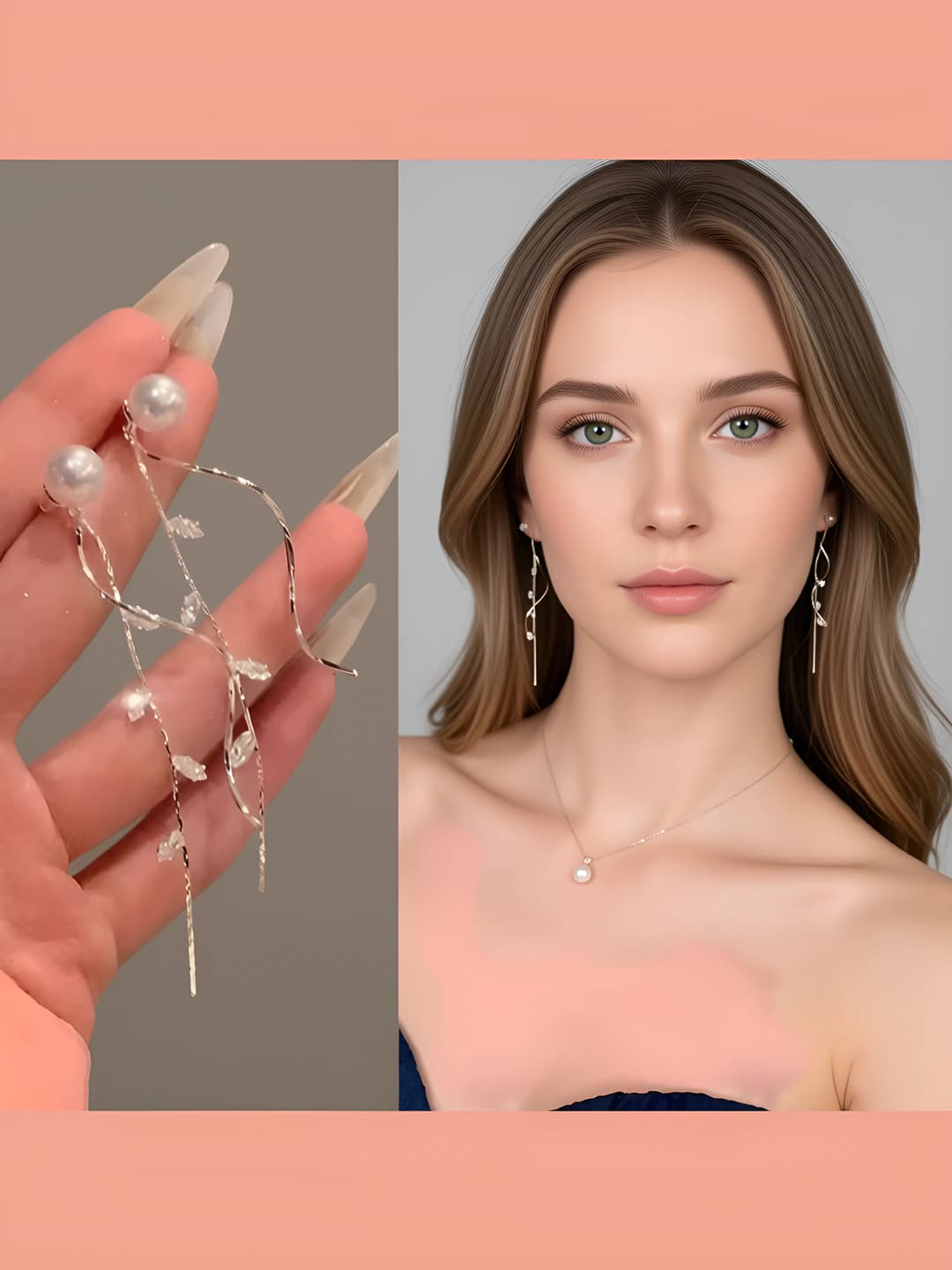 1# Длинные жемчужные серьги с кисточкой