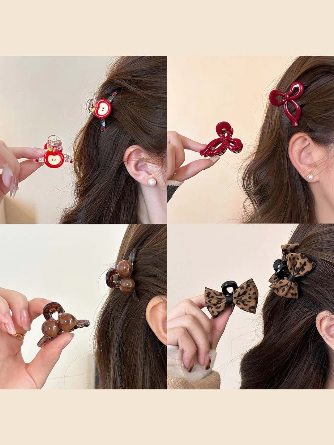 Women's hair clips: mini red apple-shaped clip, Korean style, sweet and elegant design element