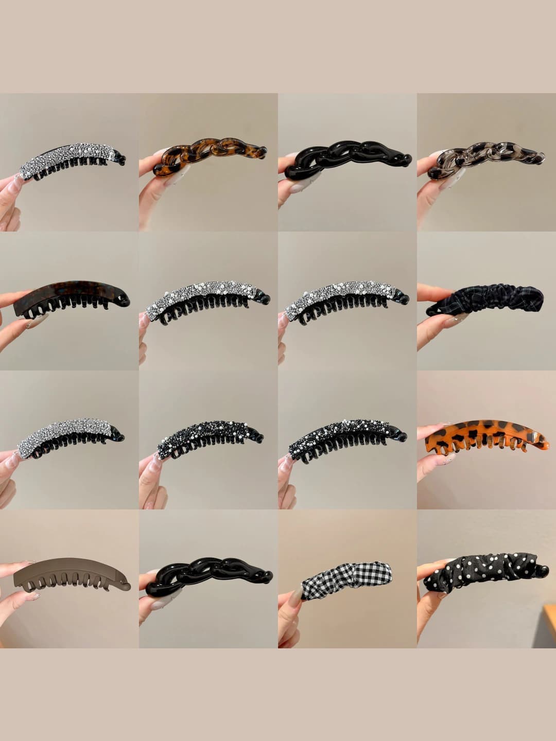 Women's retro large polka dot banana hair clip 2026