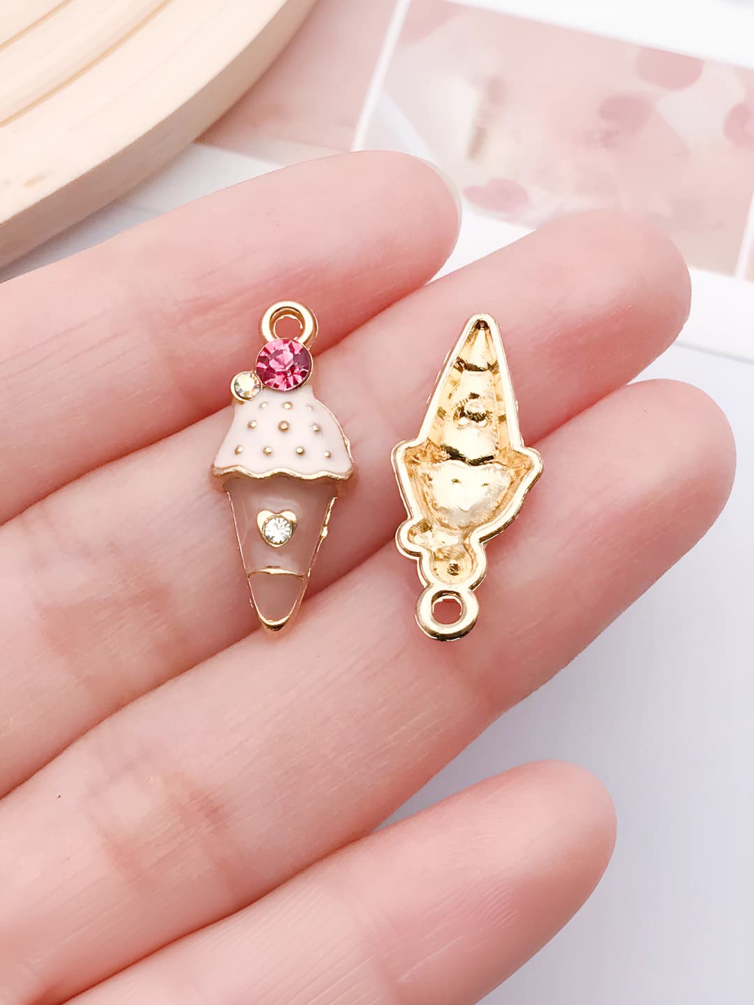 1 pink-brown diamond ice cream 9x22mm-0.9g-15655