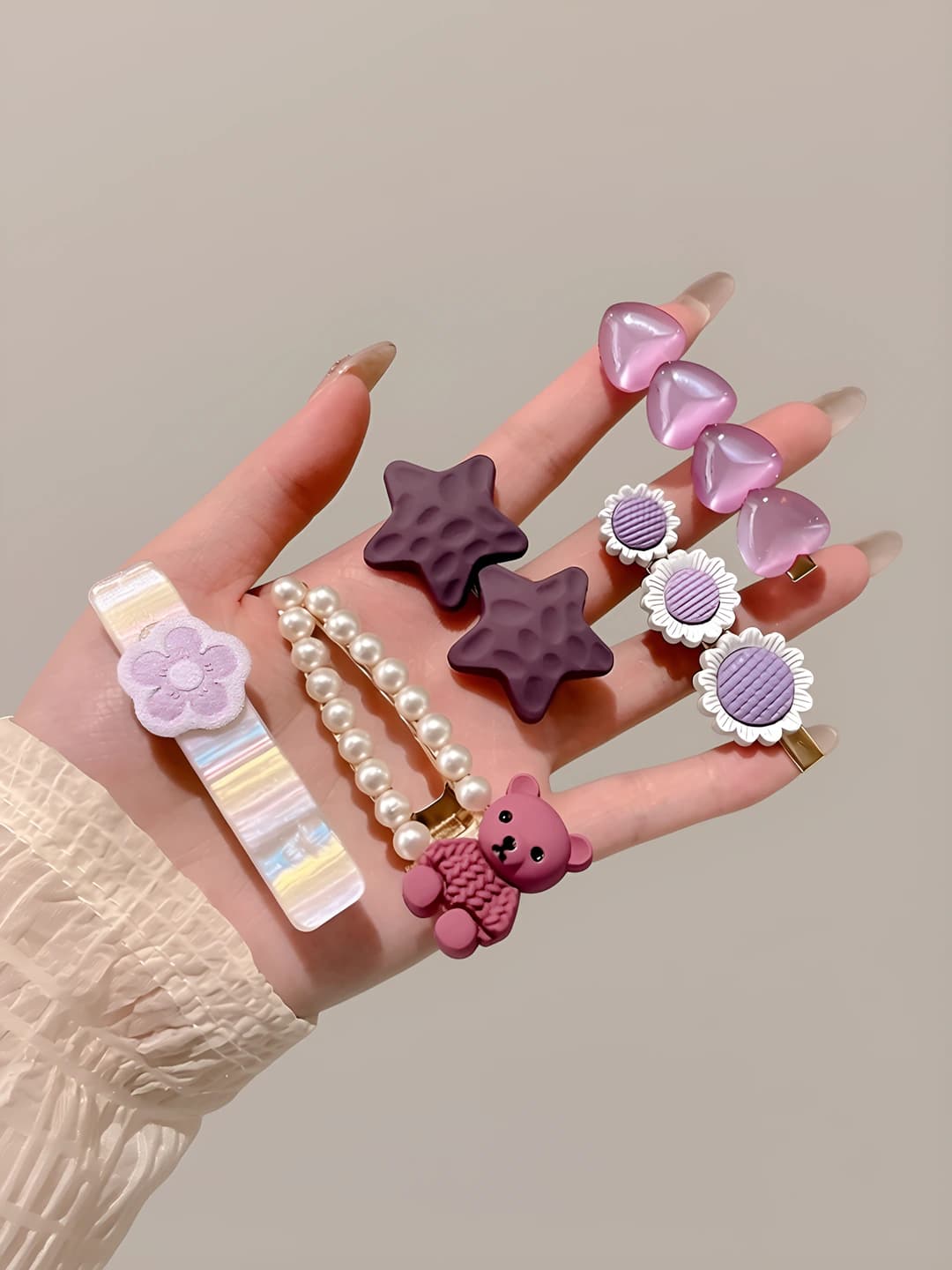 Purple gradient flowers, 5 pcs