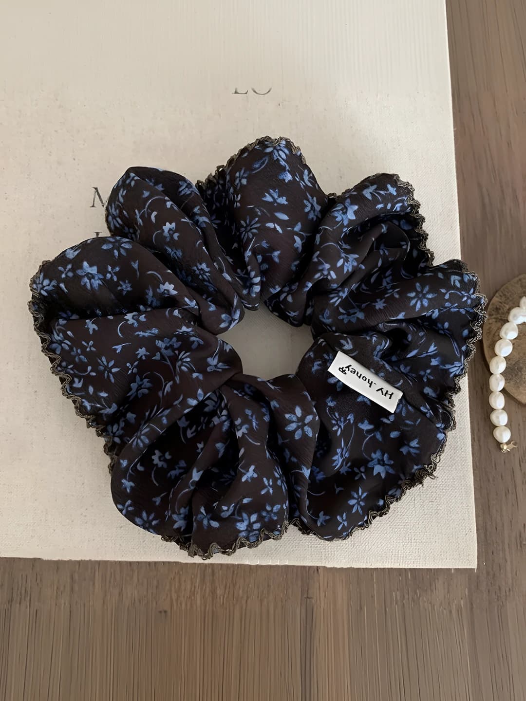 Coffee-blue floral, 14 cm