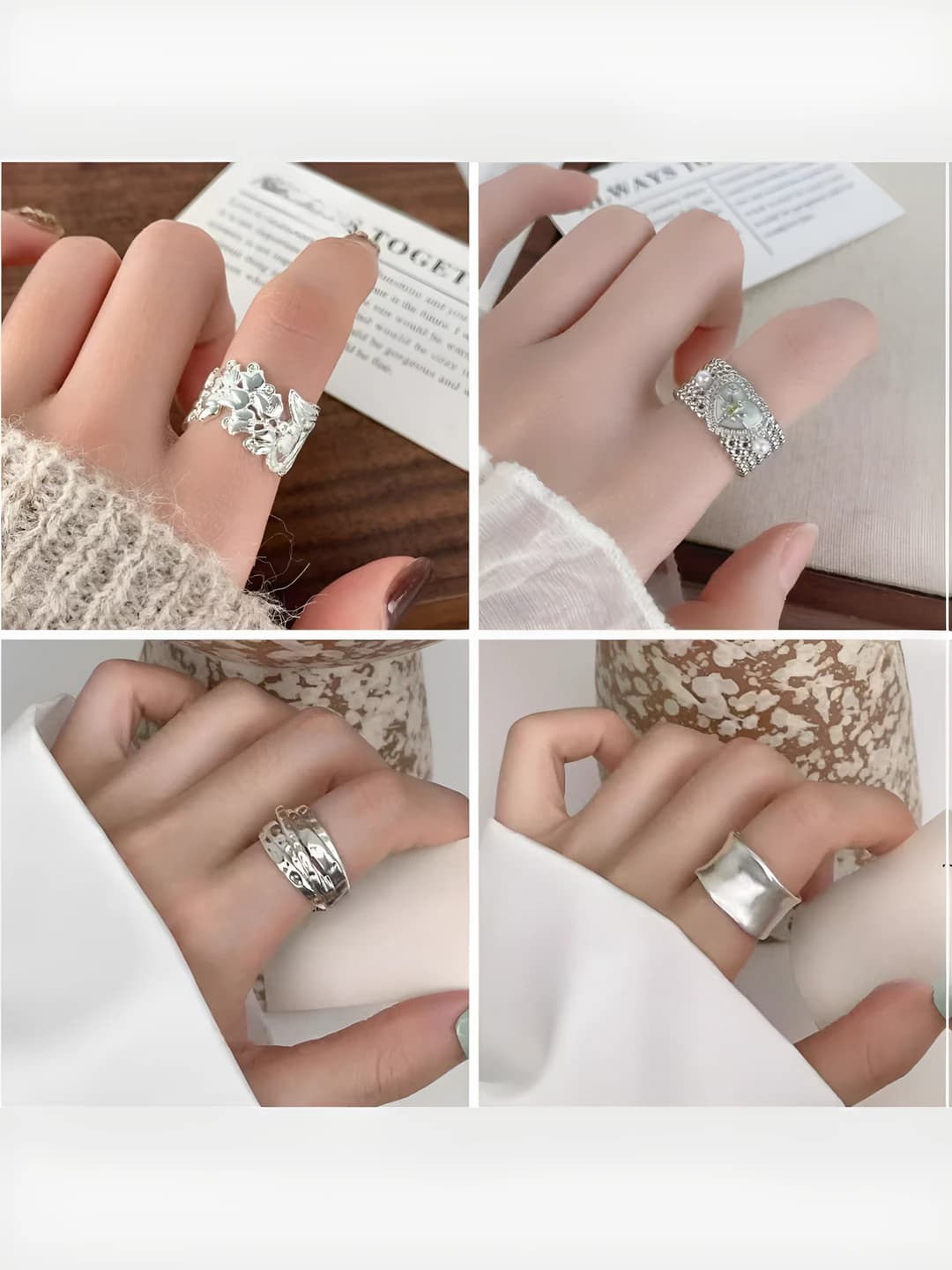 Women's geometric line ring with cutout design and open band