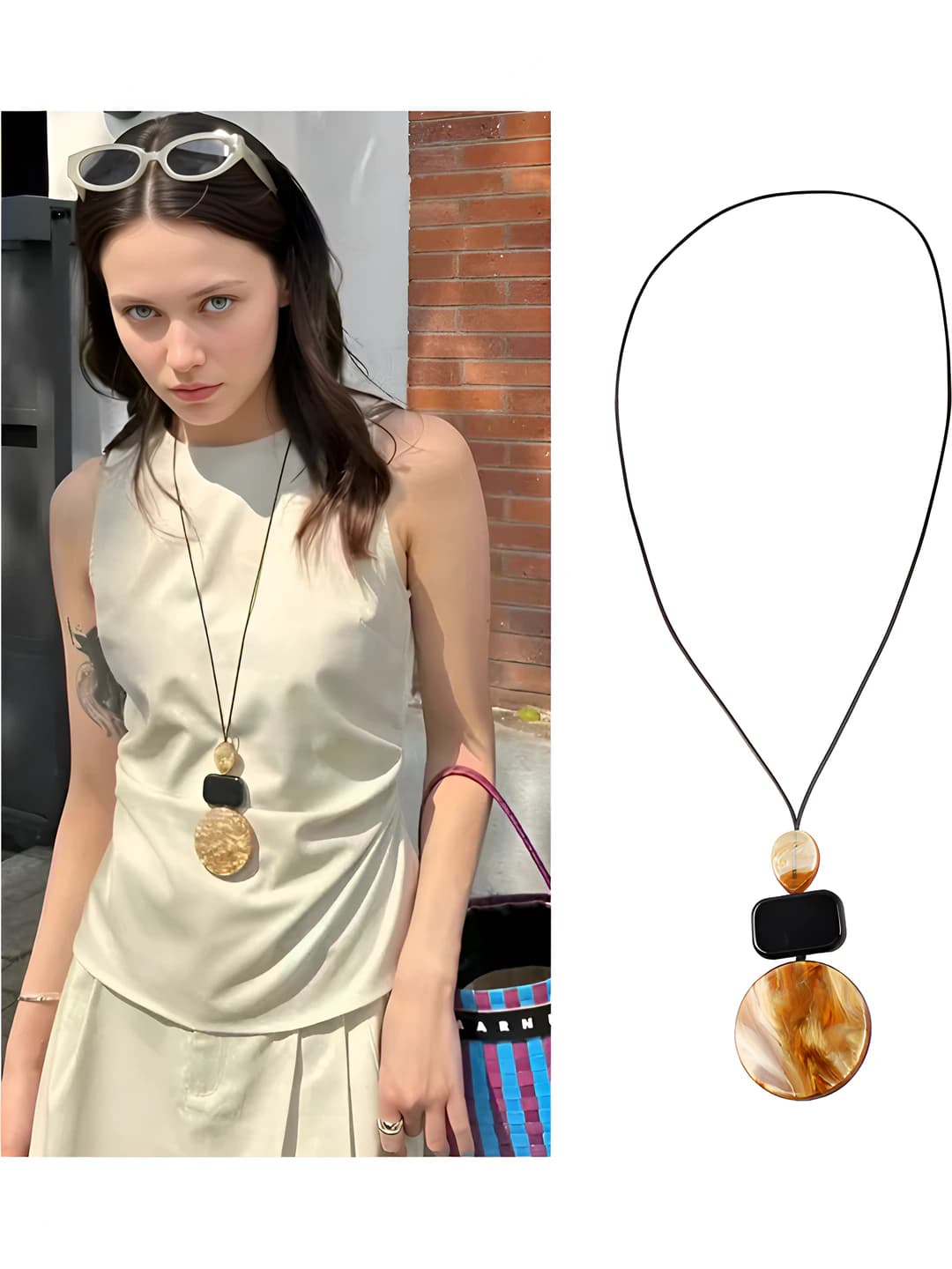 36# Necklace - Coffee - Black