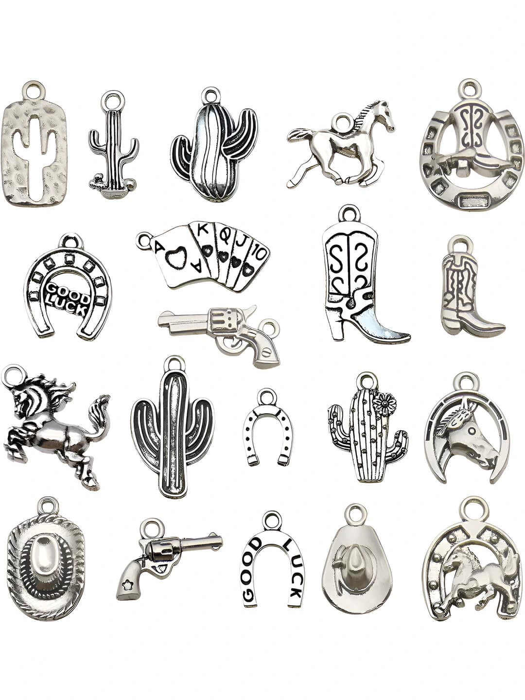 Women's DIY metal charms: cactus and castle shaped zinc alloy pendants for DIY bracelets and necklaces