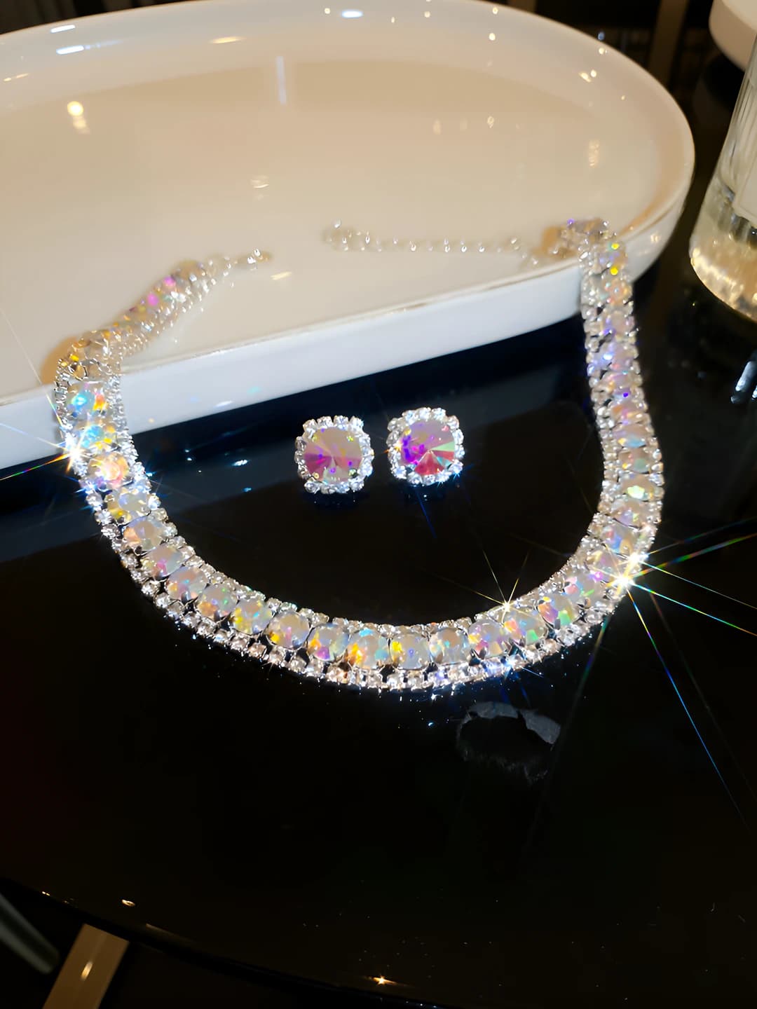 15# Necklace - Silver - AB multicolour