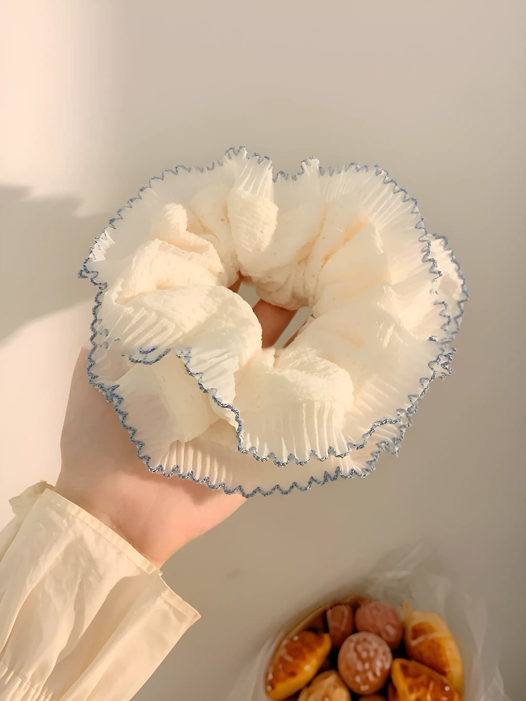 2# Двухслойный синий цветочный кружевной край - 16 см