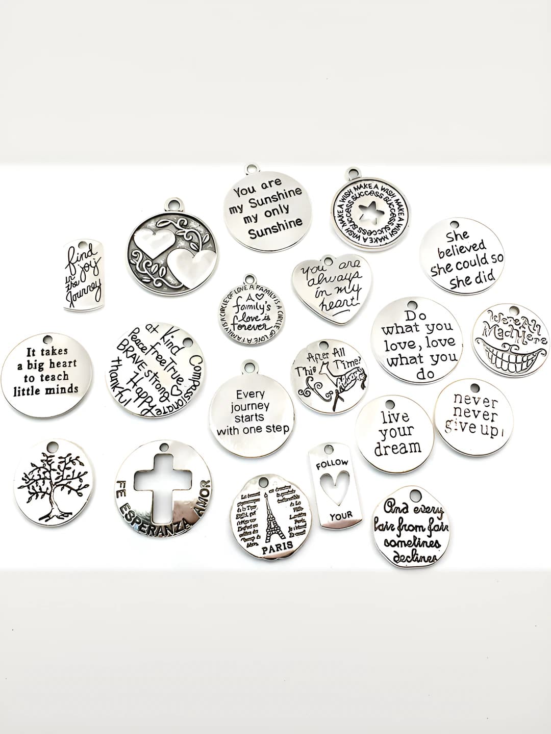 Mixed 20 pcs antique silver letter tags