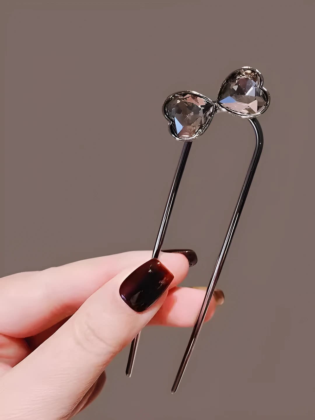Women's U-shaped crystal hairpins and bobby pins, retro style, bow design element