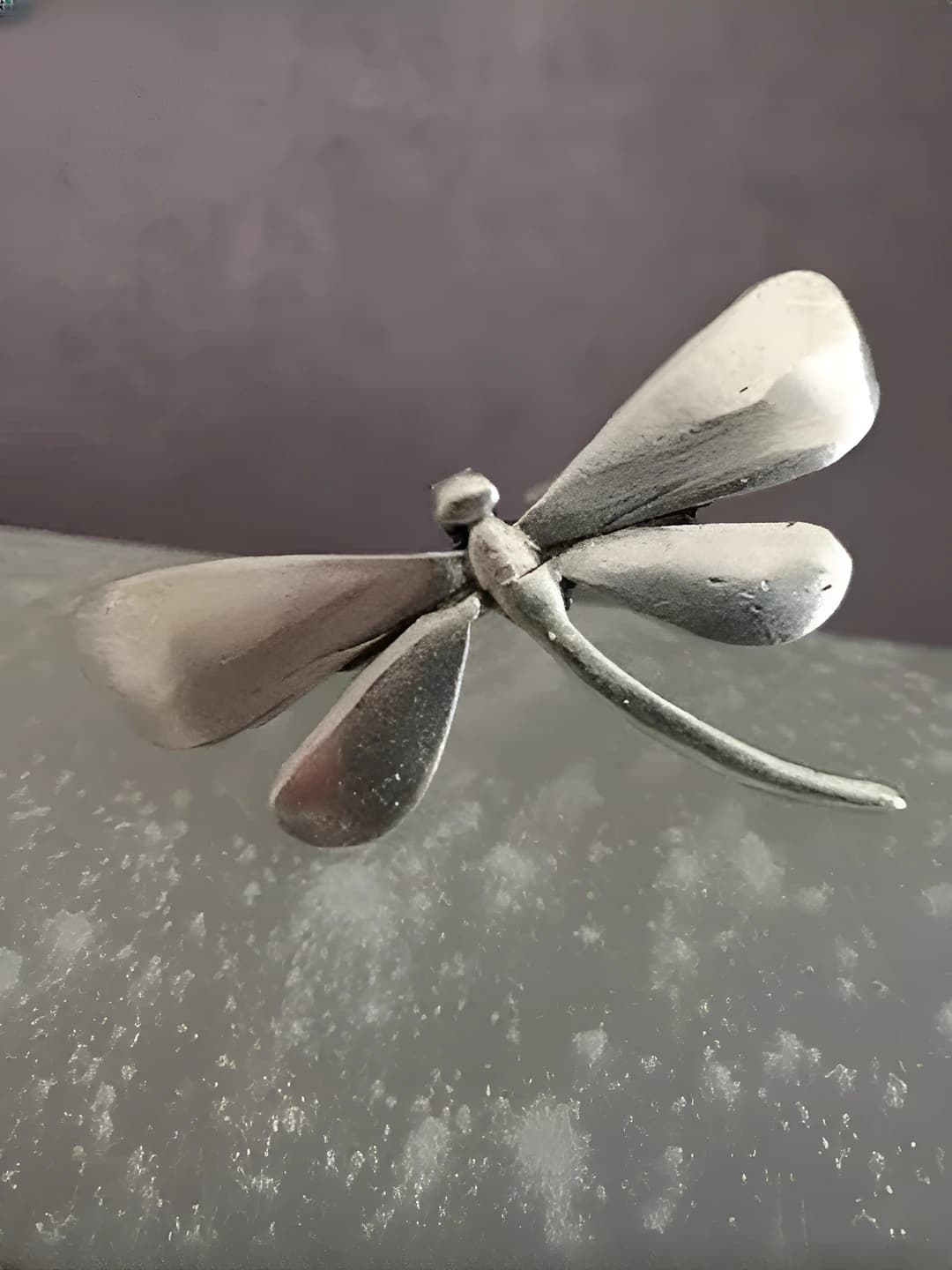 Women's retro style plated brass dragonfly ring