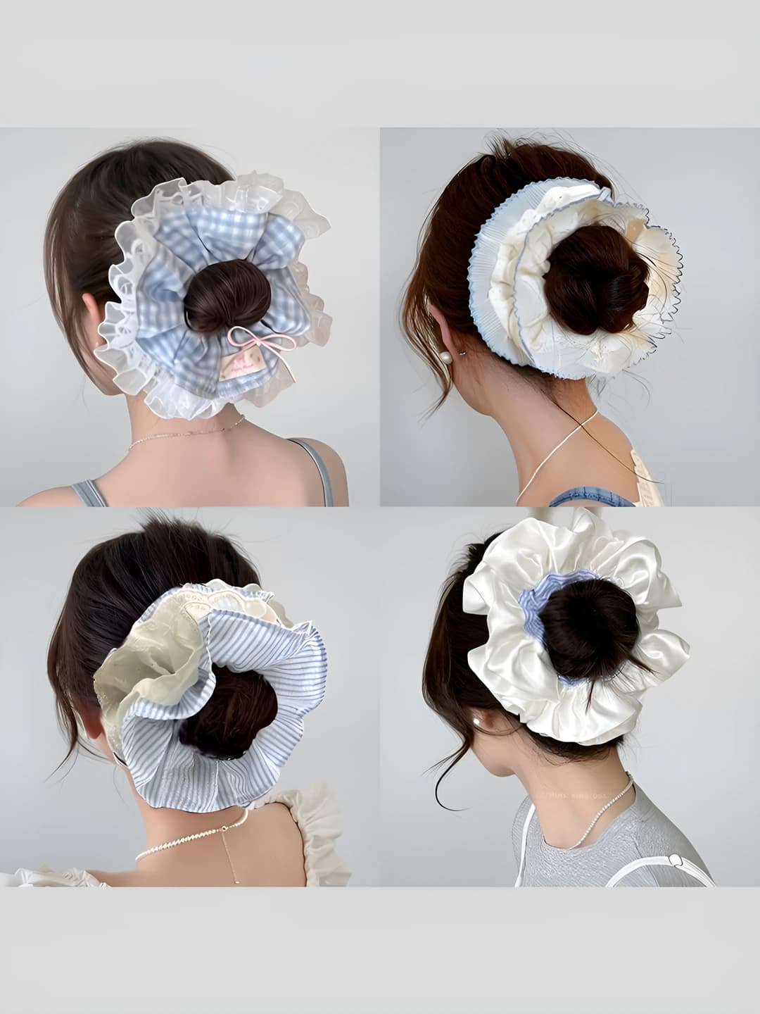 Women's retro lace hair tie, stretch, fresh and sweet style, large size