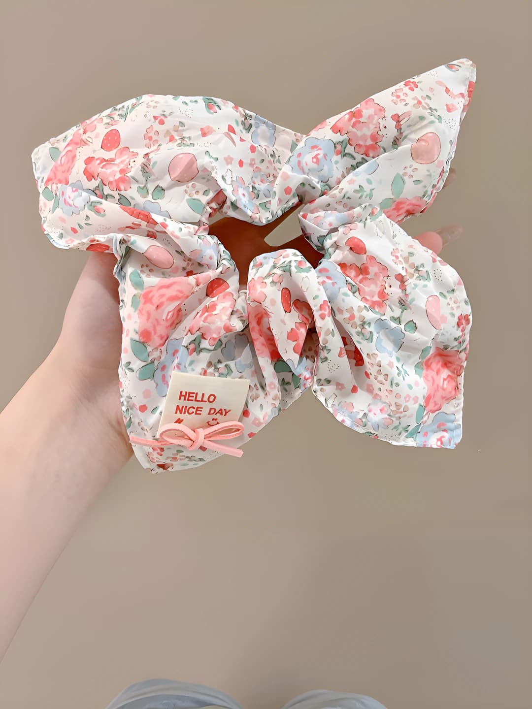 3# Pink floral square scarf ring ~21*22 cm