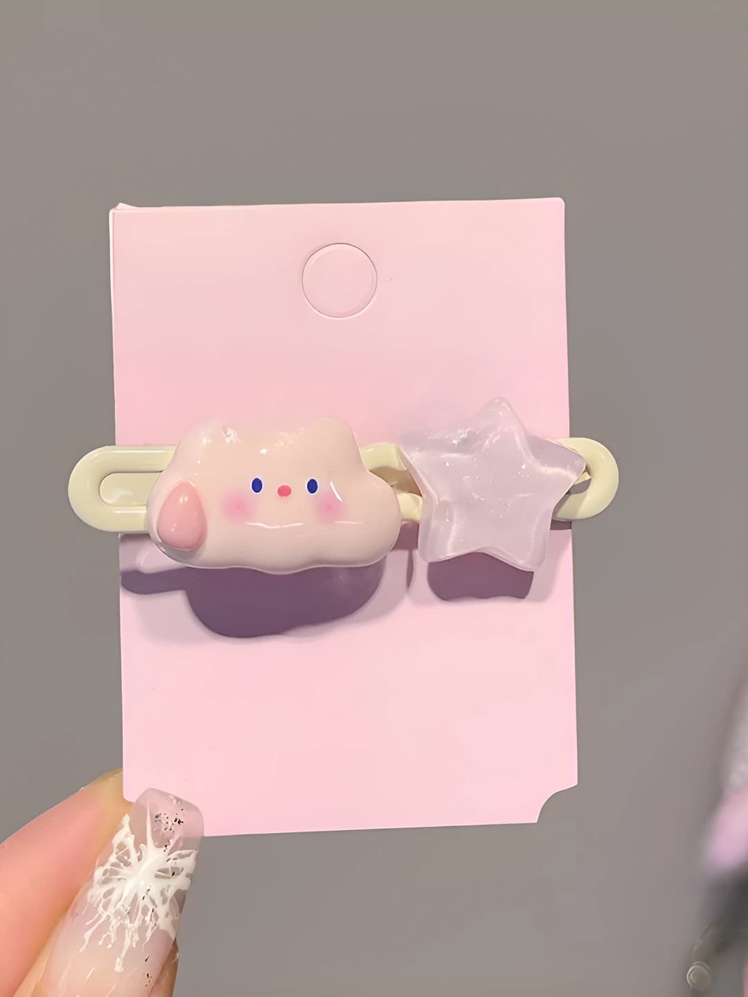5# Pink cut-out star cloud hair clip