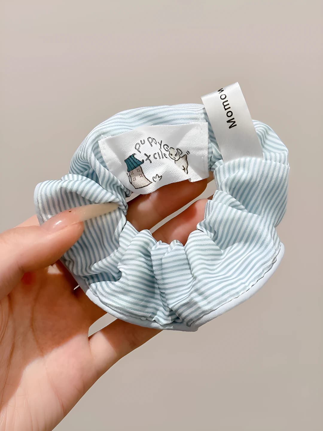 4# Small dog striped large scrunchie - 10 cm