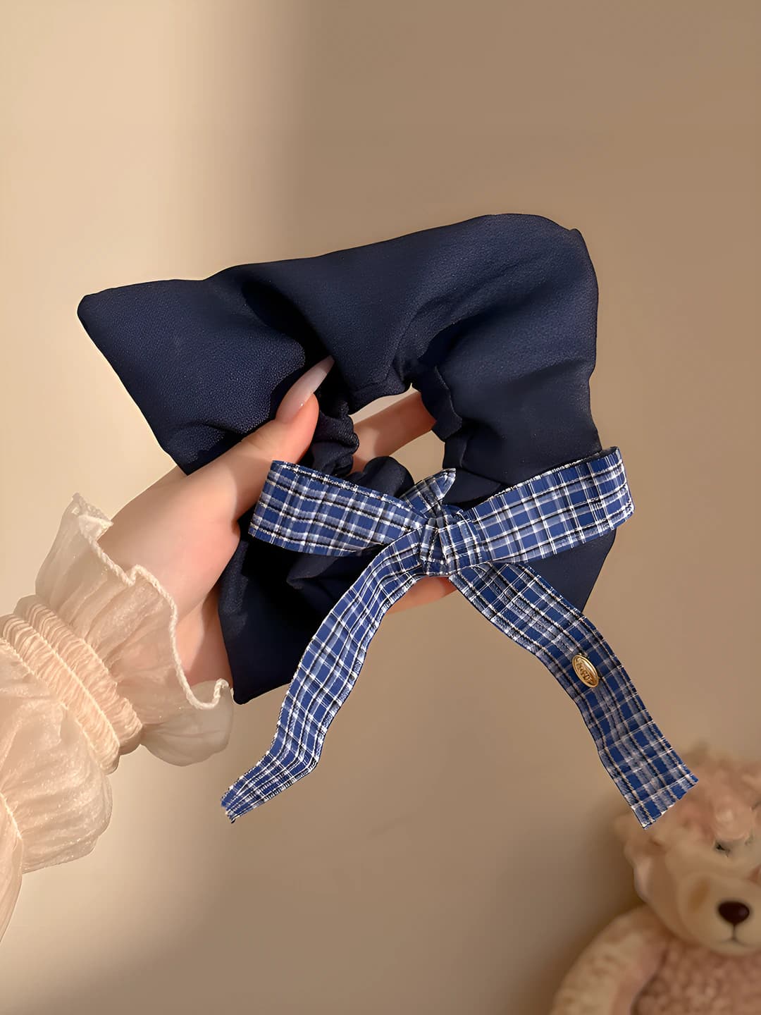 Denim, plaid ribbon