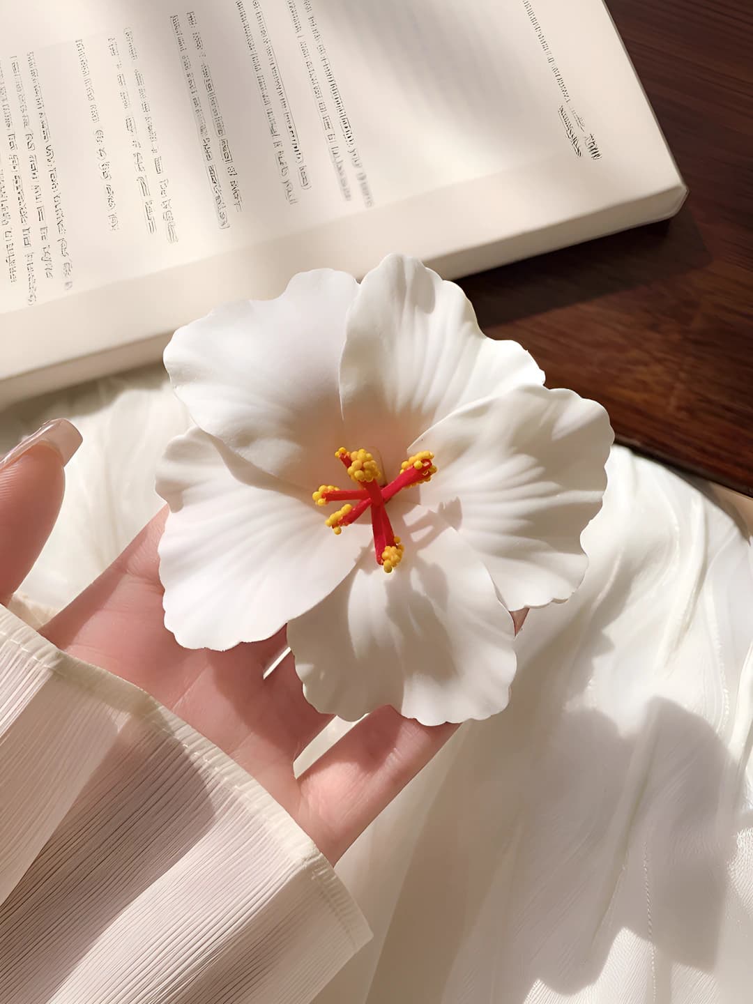 3# White plumeria hair clip ~9.5 cm