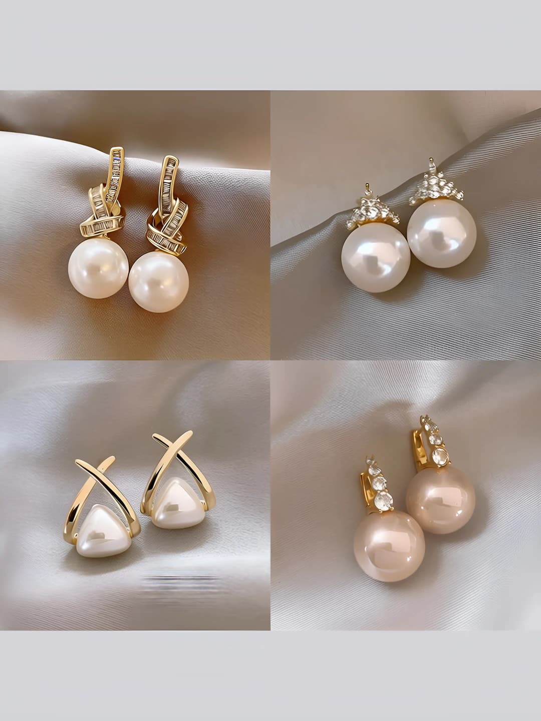 Women's 2026 Korean style earrings with imitation pearl, 925 silver, geometric shape, design elements: circle, heart, double ring and C-shape