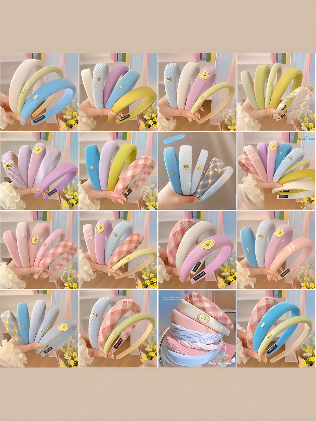 Women's wide padded headband, sponge, handmade, ellipse design element, sweet style, 2026