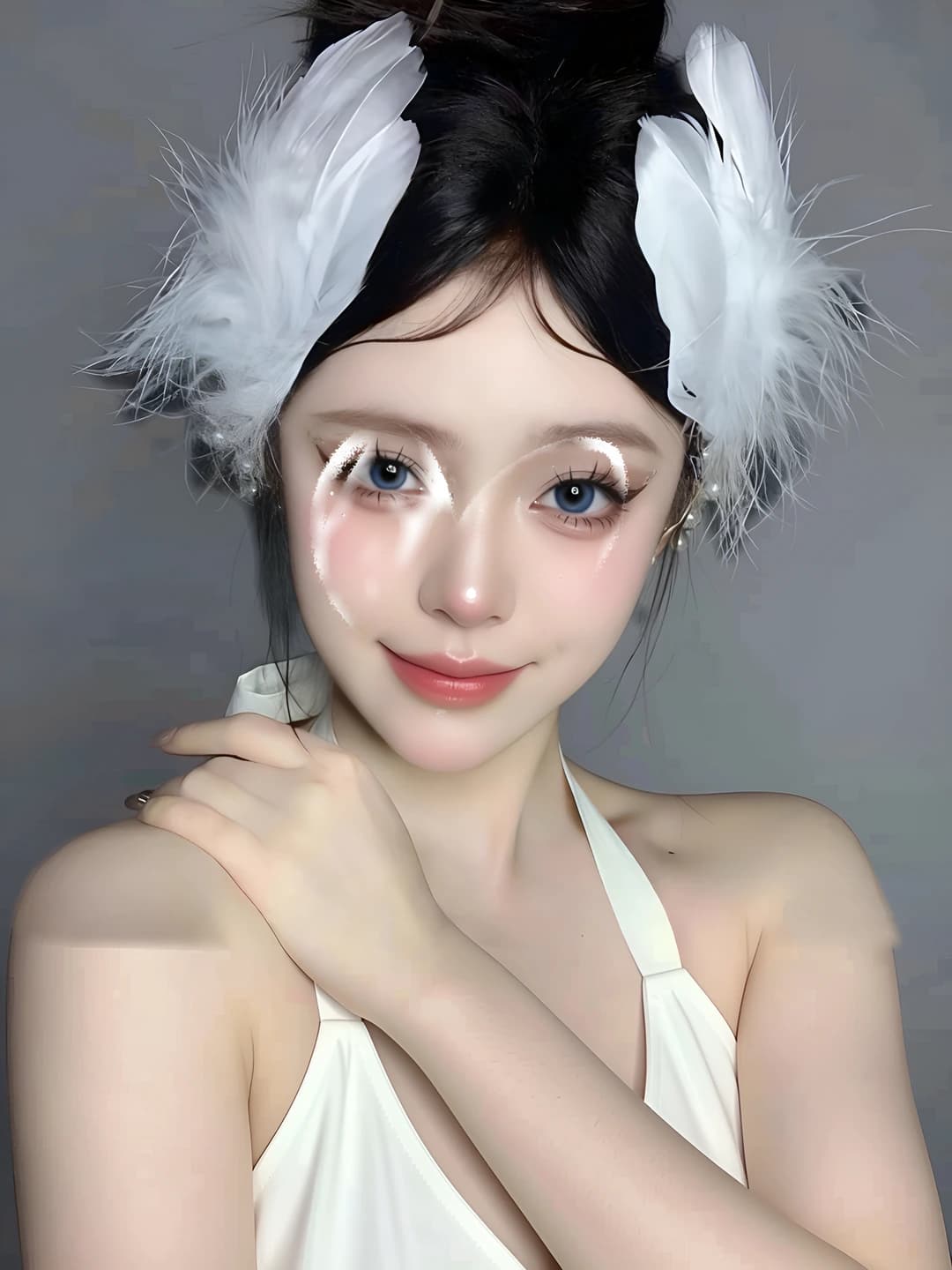 Feather pearl hair clip pair