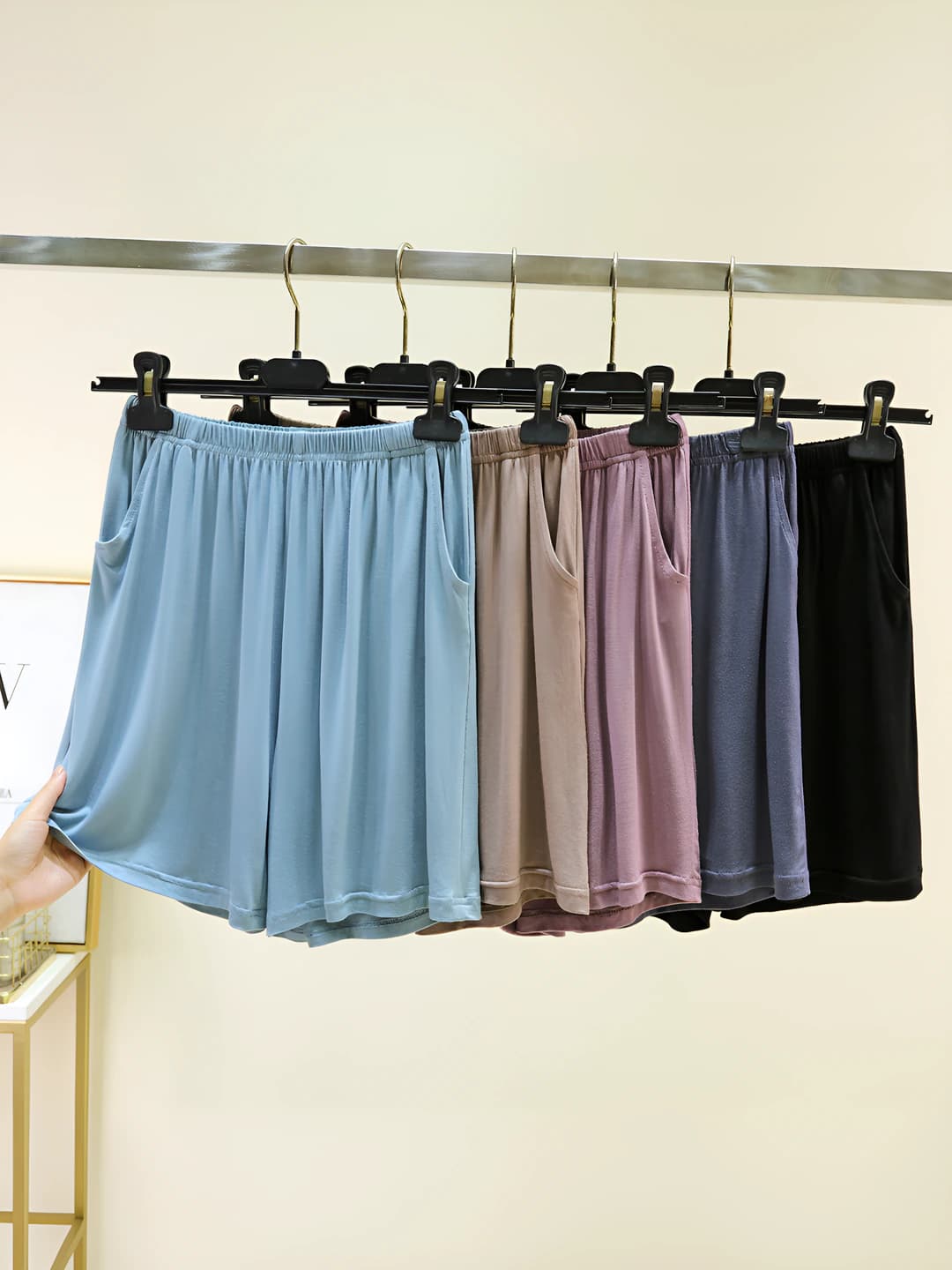 Women's loose fit modal casual shorts, thin, high waist, slimming, plus size, solid colour