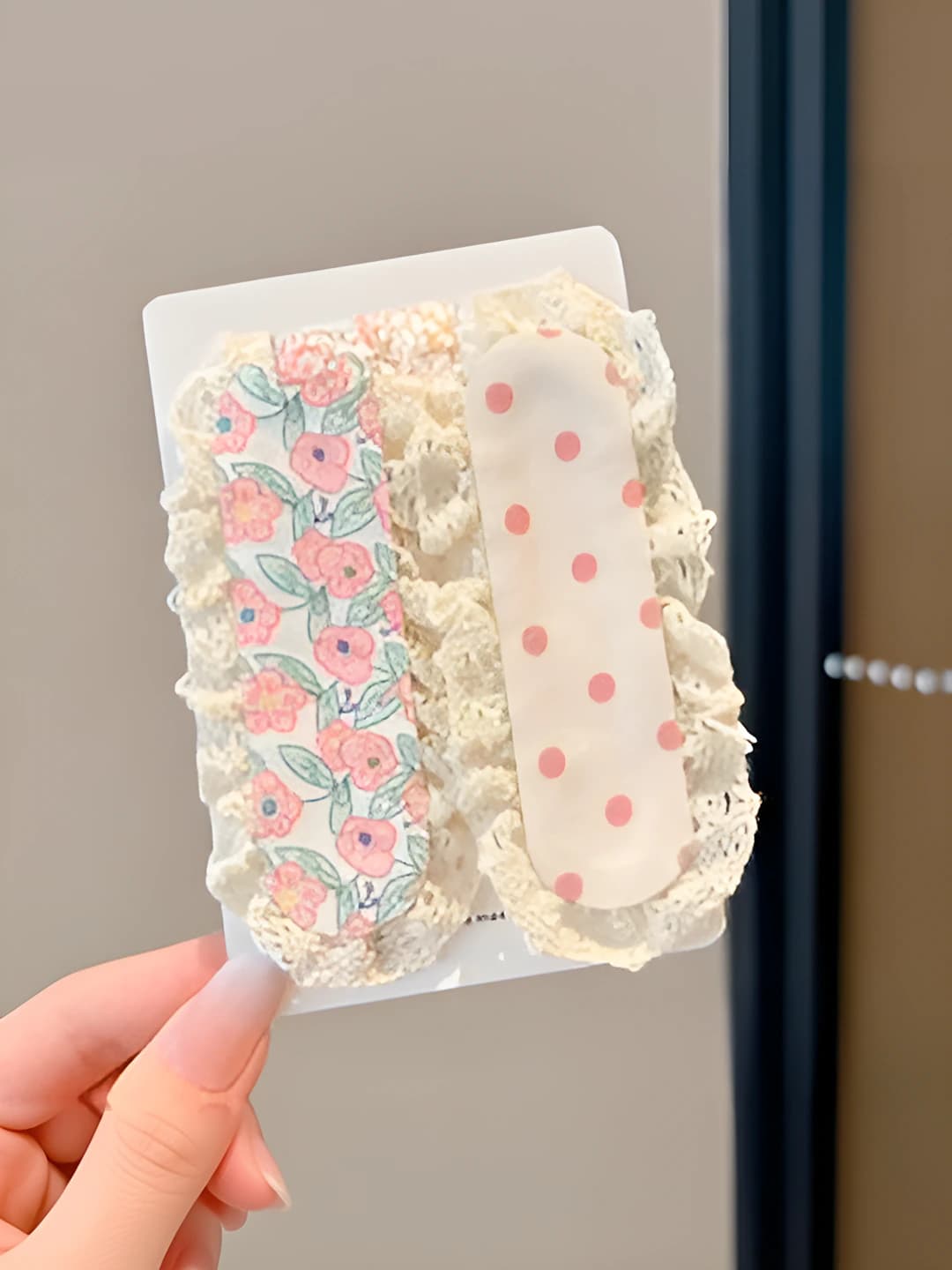 Pink polka set, 11*5 cm