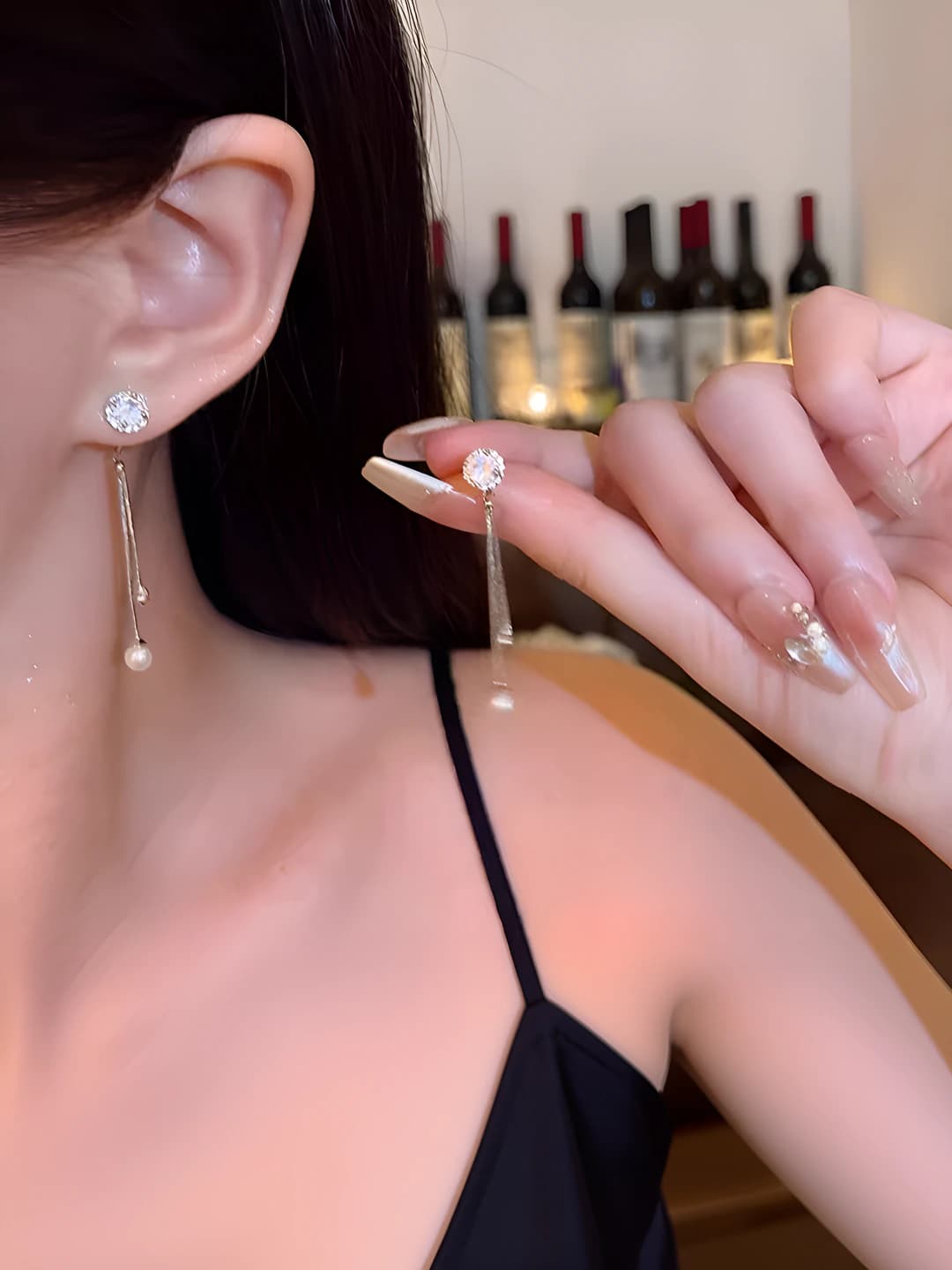 19# Zircon and pearl earrings