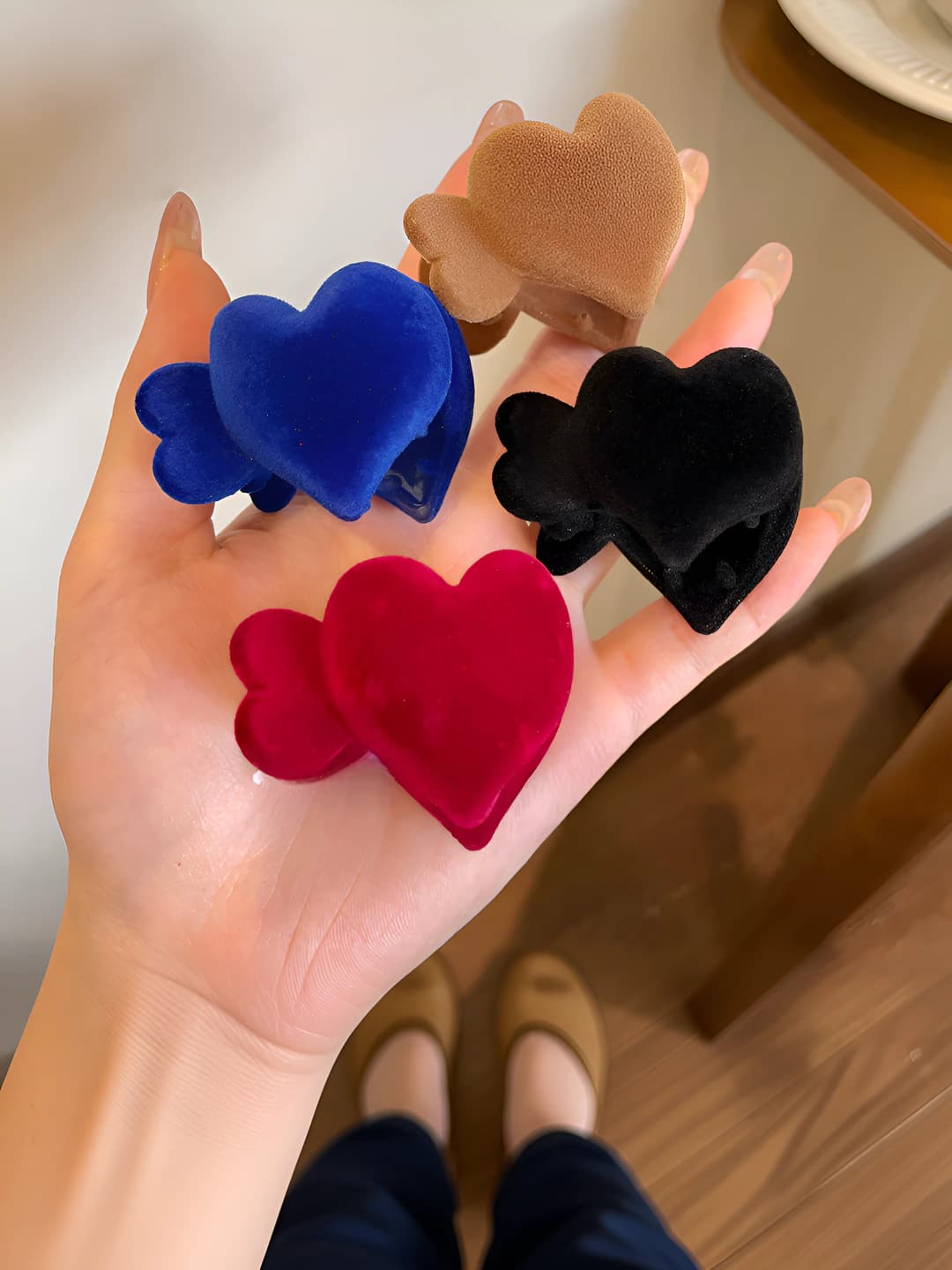 Women's velvet heart hair clips and combs autumn-winter